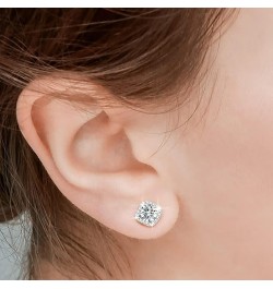 Cubic Zirconia Earrings Studs for Women Men Simulated Diamond CZ Stud Silver Earrings 5mm $18.54 Earrings