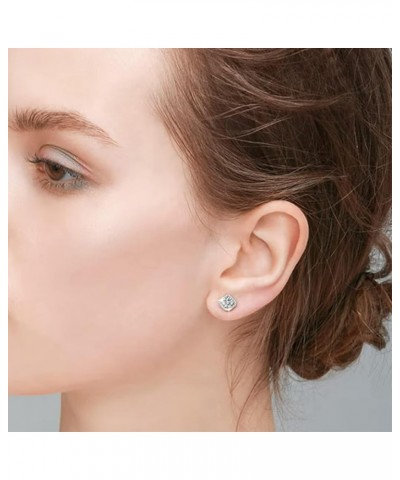 Cubic Zirconia Earrings Studs for Women Men Simulated Diamond CZ Stud Silver Earrings 5mm $18.54 Earrings