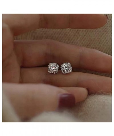 Cubic Zirconia Earrings Studs for Women Men Simulated Diamond CZ Stud Silver Earrings 5mm $18.54 Earrings