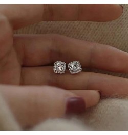 Cubic Zirconia Earrings Studs for Women Men Simulated Diamond CZ Stud Silver Earrings 5mm $18.54 Earrings