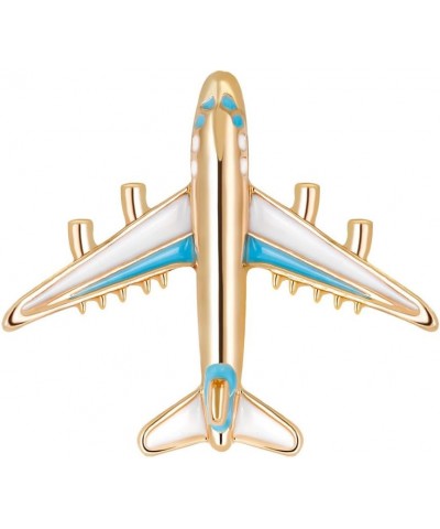 Blue/Red Airplane Brooch Pin Gold Aircraft Lapel Pin Fashion White Enamel Plane Safty Pin Charms Jewelry Party Badge Banquet ...