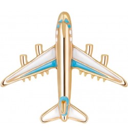 Blue/Red Airplane Brooch Pin Gold Aircraft Lapel Pin Fashion White Enamel Plane Safty Pin Charms Jewelry Party Badge Banquet ...