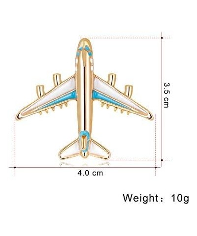 Blue/Red Airplane Brooch Pin Gold Aircraft Lapel Pin Fashion White Enamel Plane Safty Pin Charms Jewelry Party Badge Banquet ...