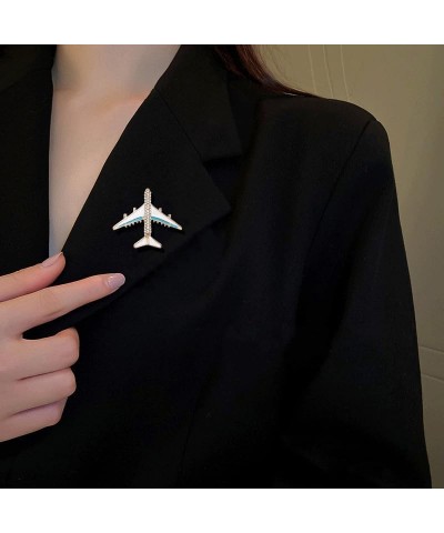 Blue/Red Airplane Brooch Pin Gold Aircraft Lapel Pin Fashion White Enamel Plane Safty Pin Charms Jewelry Party Badge Banquet ...