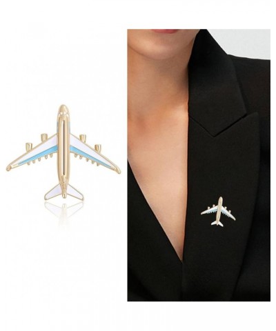 Blue/Red Airplane Brooch Pin Gold Aircraft Lapel Pin Fashion White Enamel Plane Safty Pin Charms Jewelry Party Badge Banquet ...