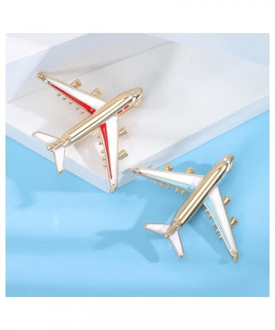 Blue/Red Airplane Brooch Pin Gold Aircraft Lapel Pin Fashion White Enamel Plane Safty Pin Charms Jewelry Party Badge Banquet ...