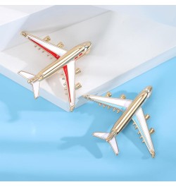 Blue/Red Airplane Brooch Pin Gold Aircraft Lapel Pin Fashion White Enamel Plane Safty Pin Charms Jewelry Party Badge Banquet ...