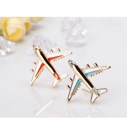 Blue/Red Airplane Brooch Pin Gold Aircraft Lapel Pin Fashion White Enamel Plane Safty Pin Charms Jewelry Party Badge Banquet ...