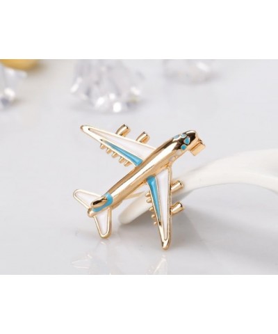 Blue/Red Airplane Brooch Pin Gold Aircraft Lapel Pin Fashion White Enamel Plane Safty Pin Charms Jewelry Party Badge Banquet ...