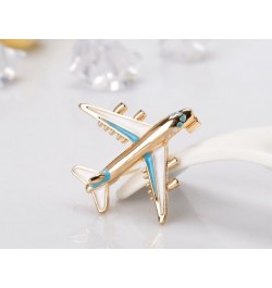 Blue/Red Airplane Brooch Pin Gold Aircraft Lapel Pin Fashion White Enamel Plane Safty Pin Charms Jewelry Party Badge Banquet ...