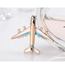 Blue/Red Airplane Brooch Pin Gold Aircraft Lapel Pin Fashion White Enamel Plane Safty Pin Charms Jewelry Party Badge Banquet ...