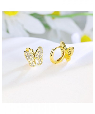 14K Gold Plated Cubic Zirconia Butterfly Earrings for Women and Girls, Dainty Simple Hypoallergenic CZ Earrings | Fashion Wed...