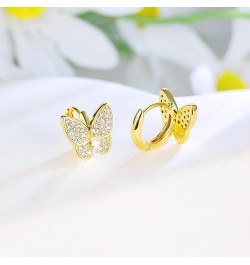 14K Gold Plated Cubic Zirconia Butterfly Earrings for Women and Girls, Dainty Simple Hypoallergenic CZ Earrings | Fashion Wed...