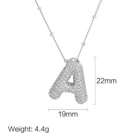 Shiny Cubic Zirconia Bubble Alphabet 26 A-Z,Puffy Name,Letter Necklace,Personalized Monogram Necklace,Balloon Initial Necklac...