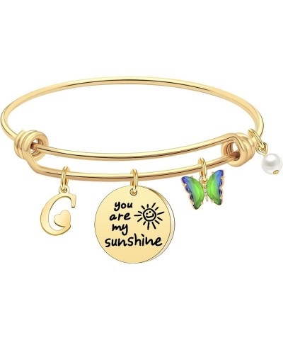 Inspiration A-Z Letters Initial Bracelets Valentines Bracelets Gifts for Her - You Are My Sunshine Butterfly Bracelet for Wom...