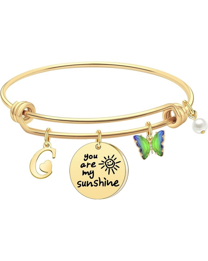 Inspiration A-Z Letters Initial Bracelets Valentines Bracelets Gifts for Her - You Are My Sunshine Butterfly Bracelet for Wom...