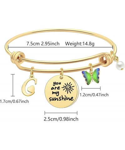 Inspiration A-Z Letters Initial Bracelets Valentines Bracelets Gifts for Her - You Are My Sunshine Butterfly Bracelet for Wom...