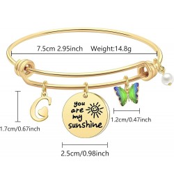 Inspiration A-Z Letters Initial Bracelets Valentines Bracelets Gifts for Her - You Are My Sunshine Butterfly Bracelet for Wom...