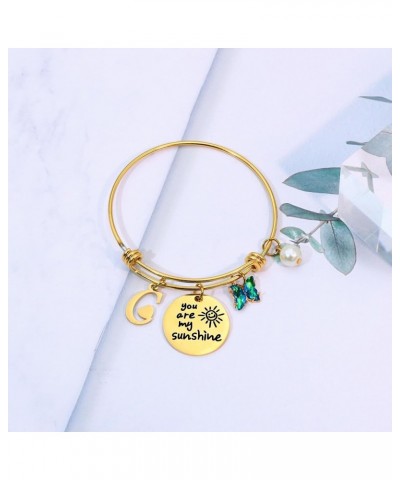 Inspiration A-Z Letters Initial Bracelets Valentines Bracelets Gifts for Her - You Are My Sunshine Butterfly Bracelet for Wom...