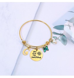 Inspiration A-Z Letters Initial Bracelets Valentines Bracelets Gifts for Her - You Are My Sunshine Butterfly Bracelet for Wom...