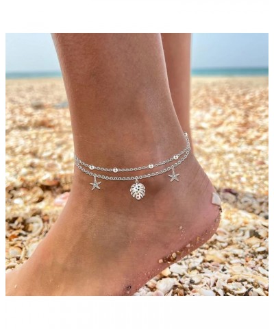 925 Sterling Silver Ankle Bracelet for Women Cute Roses/Lotus/Tulips Charm Ankle Bracelet Beach Foot Chain Anklet Jewelry Map...