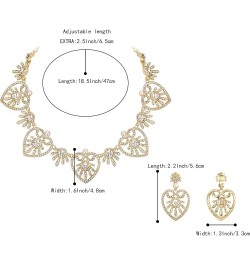 Costume Fashion Jewelry Set for Women Simulated Pearl Rhinestone Heart Hollow Scroll Statement Necklace Dangle Earrings Set C...