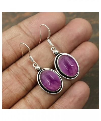 10.56Cts Oval Shape Natural Gemstones Earrings For Women, Handmade Bohemian Dangle Earrings Jewelry Women'S Day Gifts For Mom...