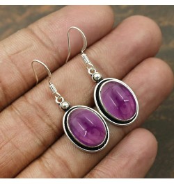 10.56Cts Oval Shape Natural Gemstones Earrings For Women, Handmade Bohemian Dangle Earrings Jewelry Women'S Day Gifts For Mom...