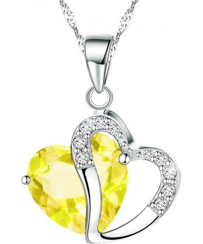 Fashion Austrian Crystals Heart Shape Swarovski Elements Pendant Necklace + Gift Box Yellow $7.79 Necklaces