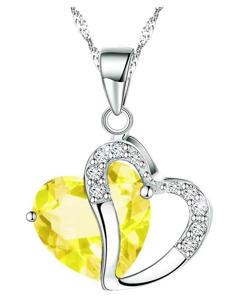 Fashion Austrian Crystals Heart Shape Swarovski Elements Pendant Necklace + Gift Box Yellow $7.79 Necklaces