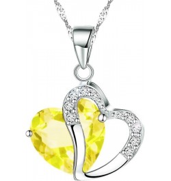 Fashion Austrian Crystals Heart Shape Swarovski Elements Pendant Necklace + Gift Box Yellow $7.79 Necklaces