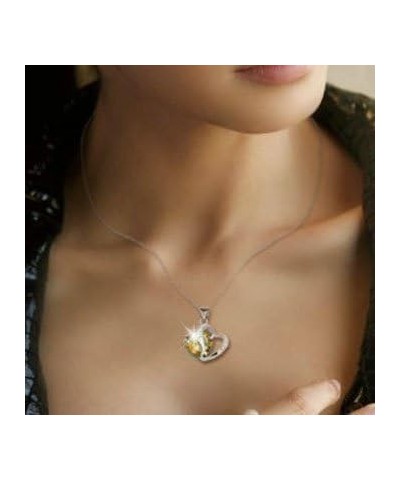 Fashion Austrian Crystals Heart Shape Swarovski Elements Pendant Necklace + Gift Box Yellow $7.79 Necklaces