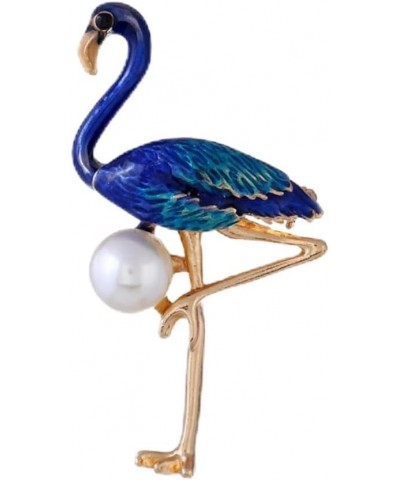 2 Pcs Flamingo Pearl Brooch Enamel Brooch Flamingo Brooch Animal Brooch Miss Rhinestones Alloy Pin 5.3X3.2cm Blue $6.81 Brooc...