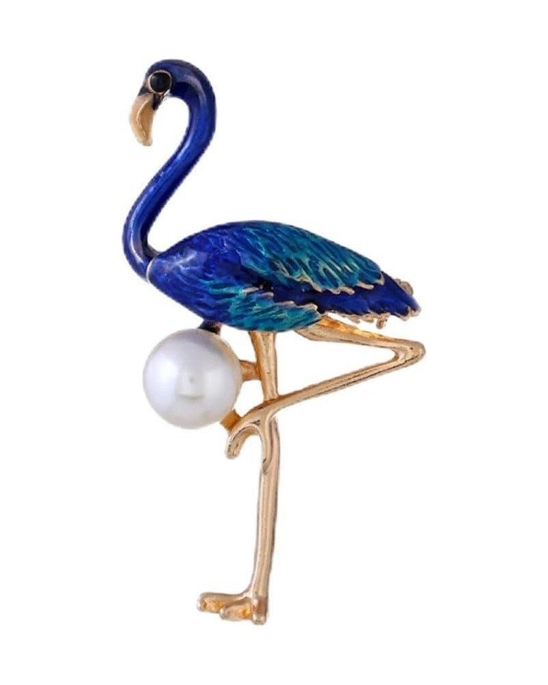 2 Pcs Flamingo Pearl Brooch Enamel Brooch Flamingo Brooch Animal Brooch Miss Rhinestones Alloy Pin 5.3X3.2cm Blue $6.81 Brooc...