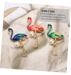 2 Pcs Flamingo Pearl Brooch Enamel Brooch Flamingo Brooch Animal Brooch Miss Rhinestones Alloy Pin 5.3X3.2cm Blue $6.81 Brooc...