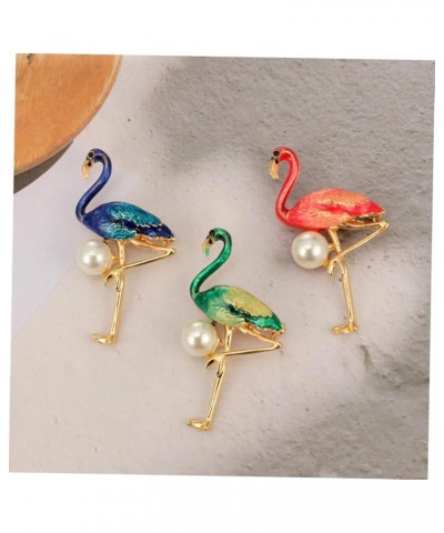 2 Pcs Flamingo Pearl Brooch Enamel Brooch Flamingo Brooch Animal Brooch Miss Rhinestones Alloy Pin 5.3X3.2cm Blue $6.81 Brooc...