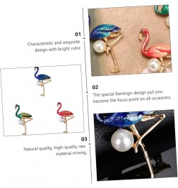 2 Pcs Flamingo Pearl Brooch Enamel Brooch Flamingo Brooch Animal Brooch Miss Rhinestones Alloy Pin 5.3X3.2cm Blue $6.81 Brooc...