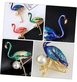 2 Pcs Flamingo Pearl Brooch Enamel Brooch Flamingo Brooch Animal Brooch Miss Rhinestones Alloy Pin 5.3X3.2cm Blue $6.81 Brooc...