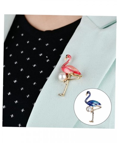 2 Pcs Flamingo Pearl Brooch Enamel Brooch Flamingo Brooch Animal Brooch Miss Rhinestones Alloy Pin 5.3X3.2cm Blue $6.81 Brooc...