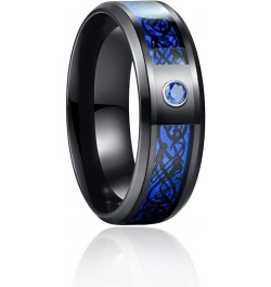 MZZJ Personalized His Hers Couple Rings Men's 8MM Celtic Dragon Pattern & Women's Blue Heart Shape Cubic Zirconia Black Stain...