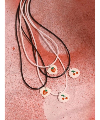 Flower Cord Choker Necklace for Girls Women, Cutecore Aesthetic Jewelry Cherry & White Cord $7.64 Necklaces