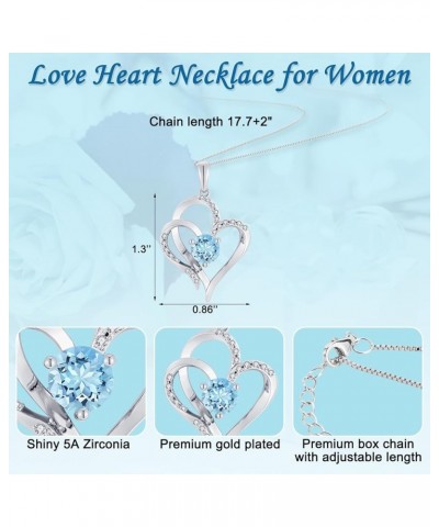 Heart Birthstone Necklaces for Women S925 Sterling Silver Fine Jewelry Heart Pendant Necklace Birthday Anniversary Christmas ...