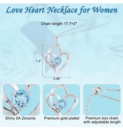 Heart Birthstone Necklaces for Women S925 Sterling Silver Fine Jewelry Heart Pendant Necklace Birthday Anniversary Christmas ...