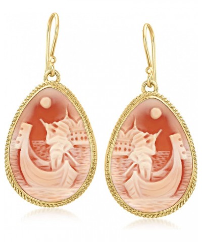 Italian Venice Orange Shell Cameo Drop Earrings in 18kt Gold Over Sterling $75.48 Earrings