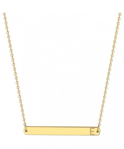 Gold Silver Rose Gold Horizontal Bar Necklace Stainless Steel 18K Gold Plated Bar Necklace Ladies Adjustable Chain golden-E $...