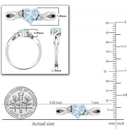 6mm Heart Shape Gemstone & Accent Round White Diamond Twisted Shank Promise Ring for Women (Diamond Color I-J, Clarity I2-I3)...