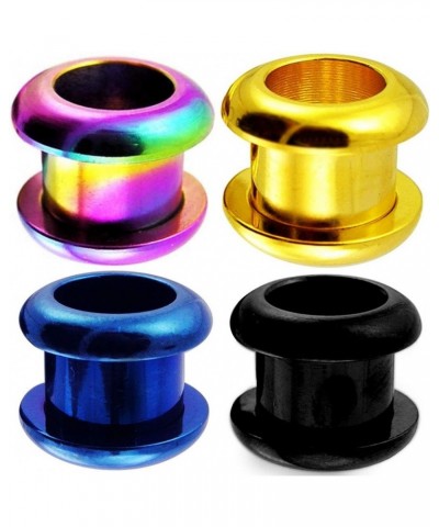 316L Surgical Steel anodized steel flesh tunnel screw fit ear plugs gauge ears piercing 8g (3mm) to 1 3/16 inch (30mm) 6g - 4...