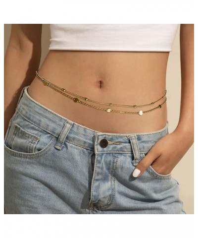 Body Chains for Waist Minimalist Belly Chains 14k Gold Plated Waist Chains for Women Multilayer Evil Eye Disc Snake Chains Su...