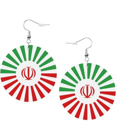 2022 World Football Teams National Flag Women Round Leather Earrings Soccer Dangle Earrings for Girls National Soccer Team Fa...