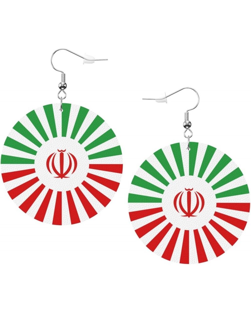 2022 World Football Teams National Flag Women Round Leather Earrings Soccer Dangle Earrings for Girls National Soccer Team Fa...